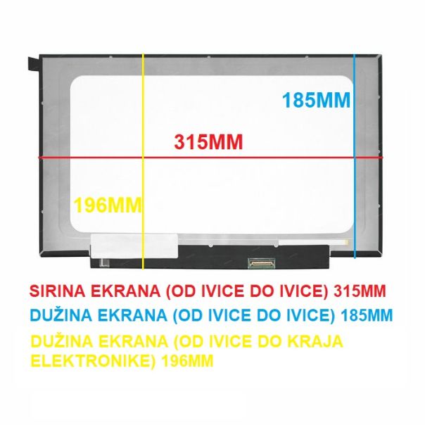 LED Ekran za laptop 14 slim 40pin 25mm FHD IPS touch kraci bez kacenja - 110641