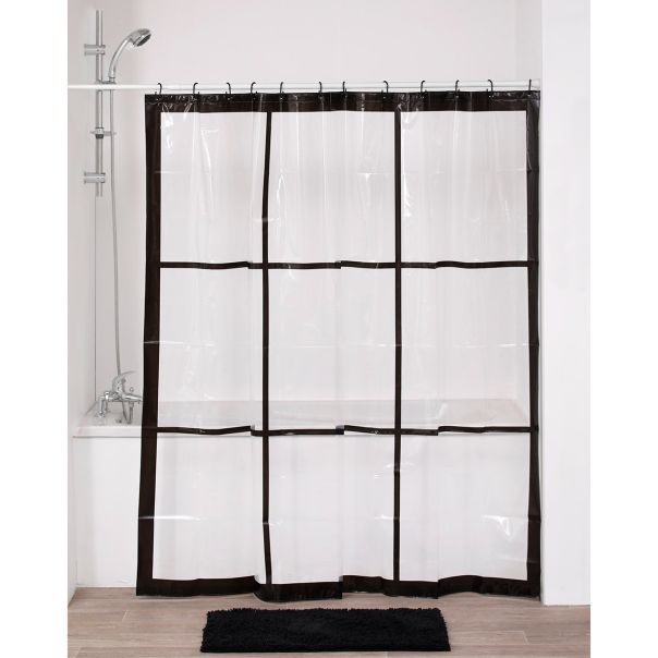 TENDANCE Zavesa za kadu 180x180cm Retro, bela/crna - 1108716
