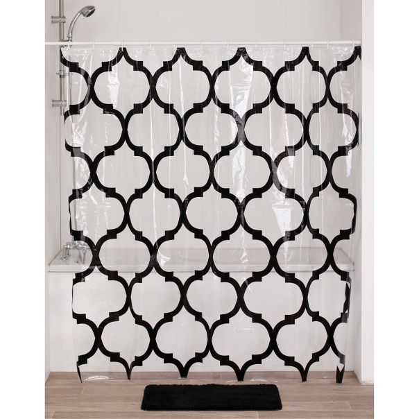 TENDANCE Zavesa za kadu 180x180cm Tribeca, providna/crna - 1108726