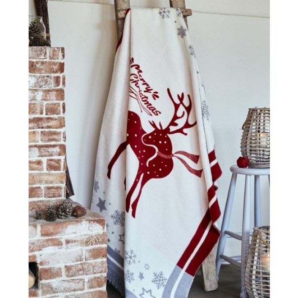DEKOR DOM Ćebe COTTON Christmas 200x230 - 22152-A - Raindeer Red - EP2880018