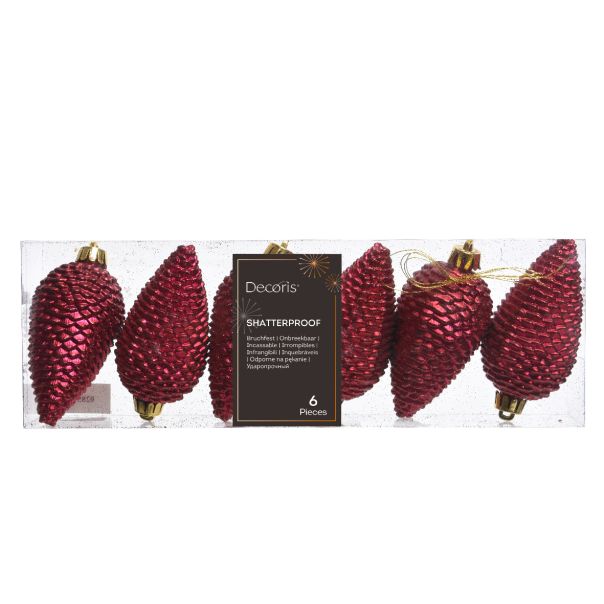 DEKOR DOM Novogodišnji set ukrasa Šišarka 8cm 6/1 028599, crvena - 043318