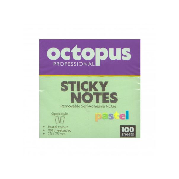 OCTOPUS Samolepljivi blok 75x75mm 100 lista pastel zeleni unl-2040 - 112920