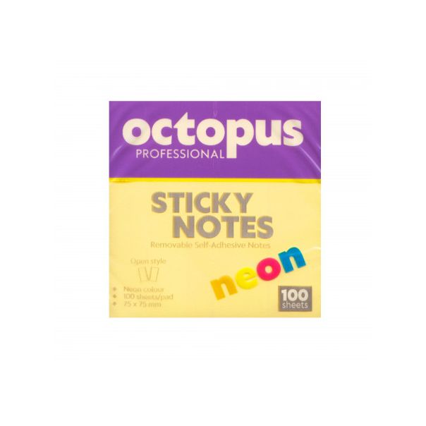 OCTOPUS Samolepljivi blok 75x75mm 100 lista neon narandžasti unl-2045 - 112925