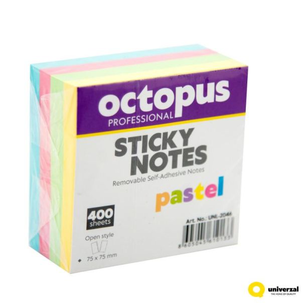 OCTOPUS Samolepljivi blok 75x75mm 400 lista pastel unl-2046 - 112926