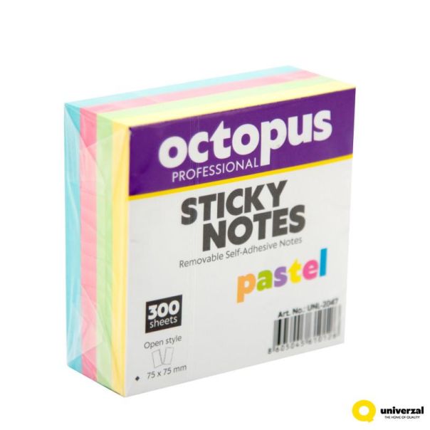 OCTOPUS Samolepljivi blok 75x75mm 300 lista pastel unl-2047 - 112927