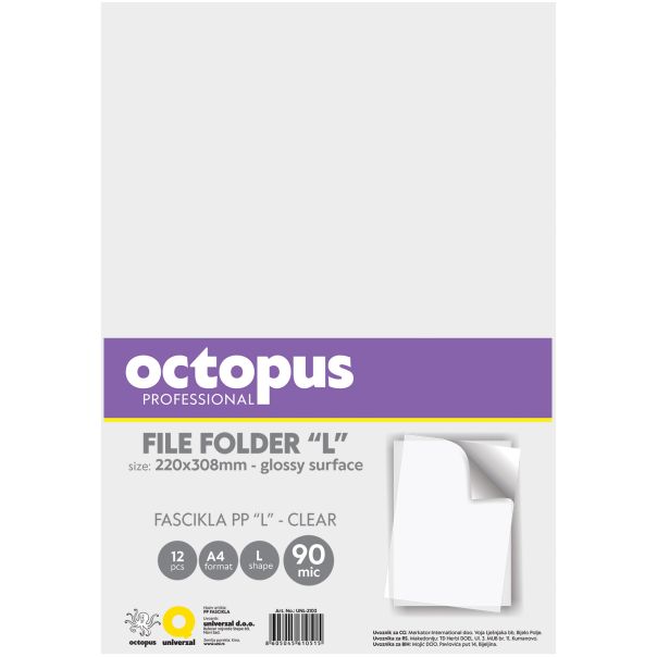 OCTOPUS Fascikla A4 l 90mic 12/1 providna unl-2103 - 112990-1