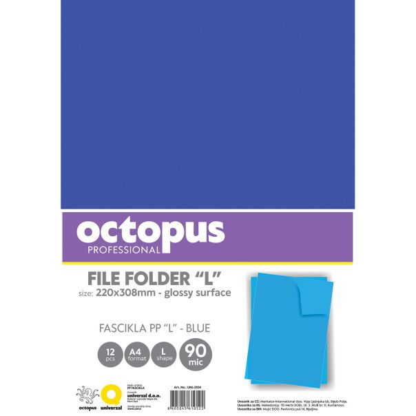 OCTOPUS Fascikla A4 l 90mic 12/1 plava unl-2104 - 112991