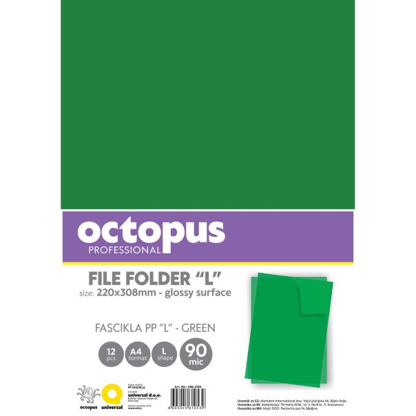 OCTOPUS Fascikla A4 l 90mic 12/1 zelena unl-2105 - 112992