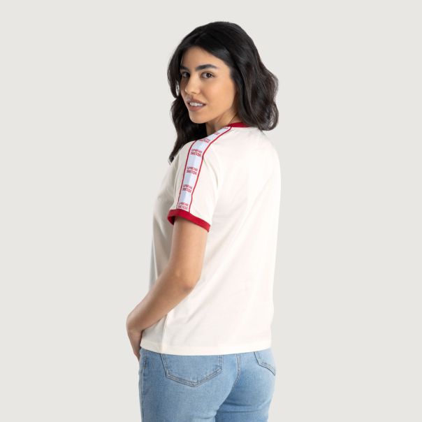 FK CRVENA ZVEZDA ženska majica off white sa trakama - 113-25-2