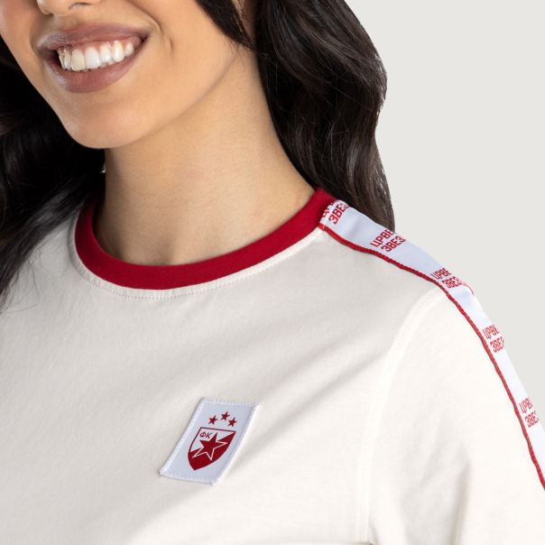 FK CRVENA ZVEZDA ženska majica off white sa trakama - 113-25-2