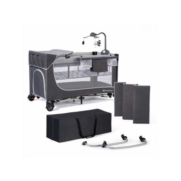 KINDERKRAFT Prenosivi krevetac sa dodacima Leody, siva - KCLEOD00GRY00AC