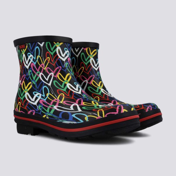 SKECHERS Čizme bobs x goldcrown heart print rain boot w - 113617-BKMT