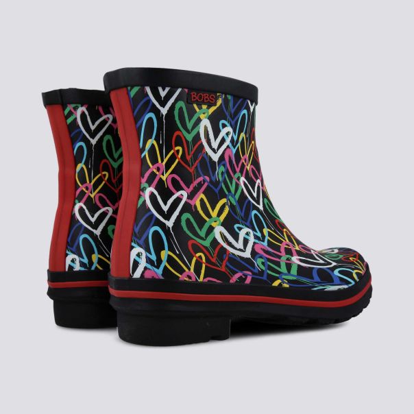 SKECHERS Čizme bobs x goldcrown heart print rain boot w - 113617-BKMT