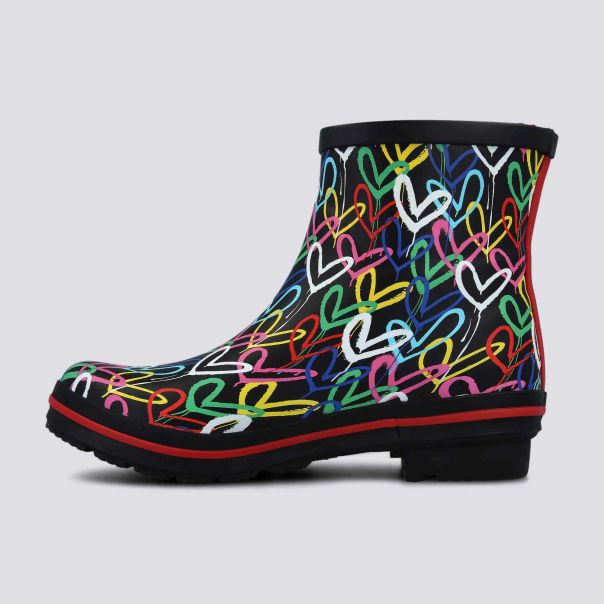 SKECHERS Čizme bobs x goldcrown heart print rain boot w - 113617-BKMT