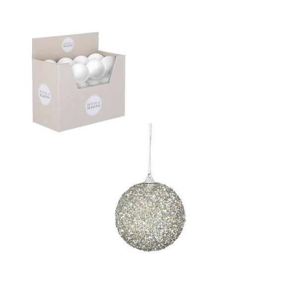 DEKOR DOM Novogodišnja kugla 8cm 1143433, srebrna - 041404-1