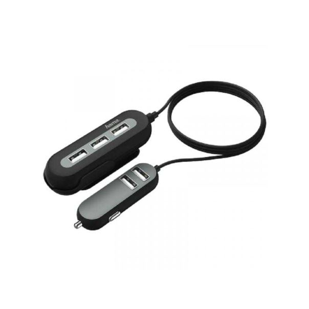 HAMA Auto punjač sa produžnim kablom i 3+2 porta, 10A - 115014