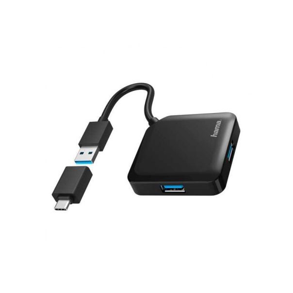 HAMA USB 3.2 HUB 1:4, 5Gbit/S + USB-C adapter 200116 - 115233