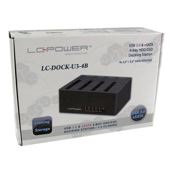 LC POWER HDD DOCKING LC-DOCK-U3-4B USB3.0/ESATA 4X HDD/SSD BLACK - 64347