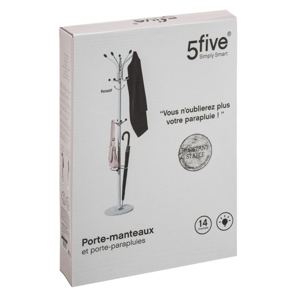 FIVE Vešalica za odeću i stalak za kišobrane 37x182cm, crna - 116861