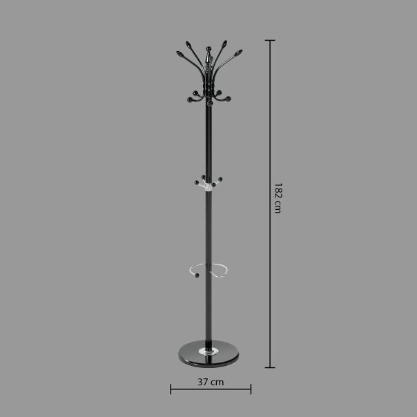 FIVE Vešalica za odeću i stalak za kišobrane 37x182cm, crna - 116861