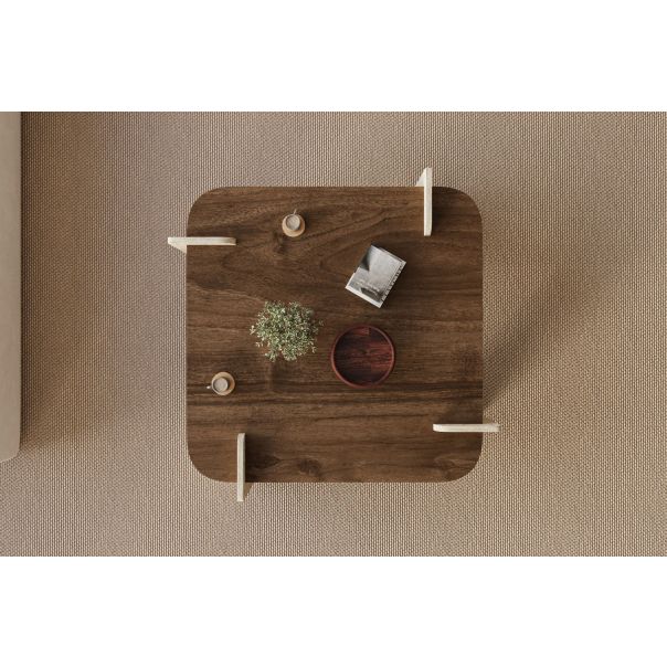 HANAH HOME Klub sto Afrolli, braon/mermerna krem - EP3056478