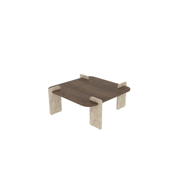 HANAH HOME Klub sto Afrolli, braon/mermerna krem - EP3056478