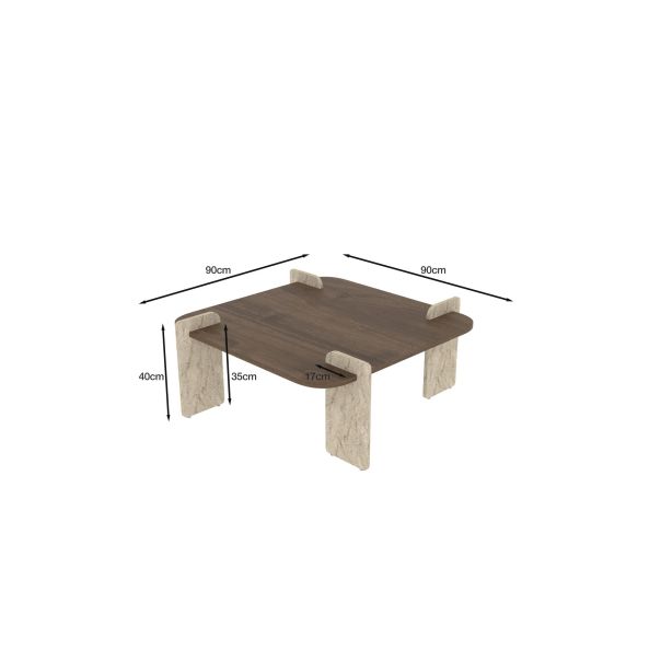 HANAH HOME Klub sto Afrolli, braon/mermerna krem - EP3056478