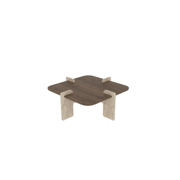 HANAH HOME Klub sto Poalla, braon/mermerna krem - EP3056484