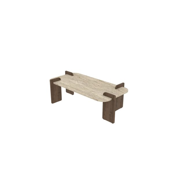 HANAH HOME Klub sto Leapiri, mermerna/tamno braon - EP3056487