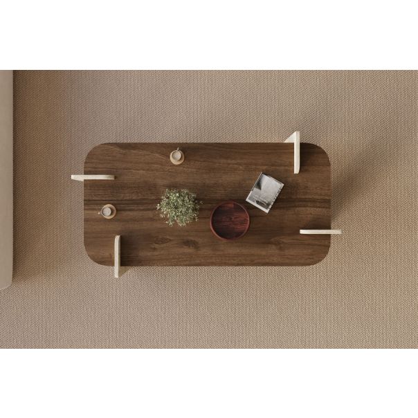 HANAH HOME Klub sto Leapiri, braon/mermerna krem - EP3056490