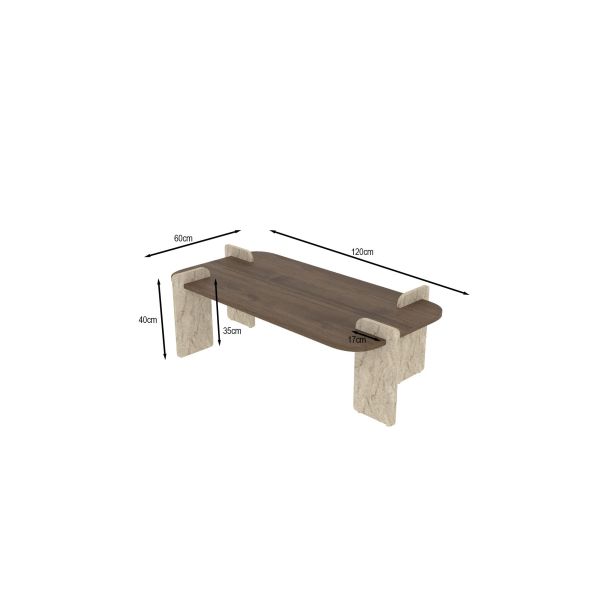 HANAH HOME Klub sto Leapiri, braon/mermerna krem - EP3056490