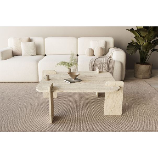HANAH HOME Klub sto Woog, mermerna krem - EP3056493