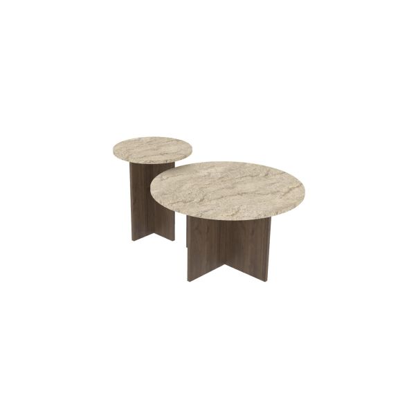 HANAH HOME Set klub stolova Private 2/1, mermerna/tamno braon - EP3056499