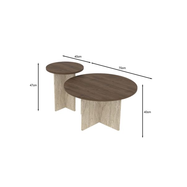 HANAH HOME Set klub stolova Private 2/1, braon/mermerna - EP3056502