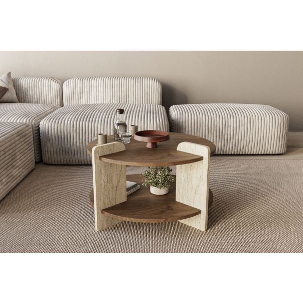 HANAH HOME Klub sto Oalla, braon/mermerna - EP3056508