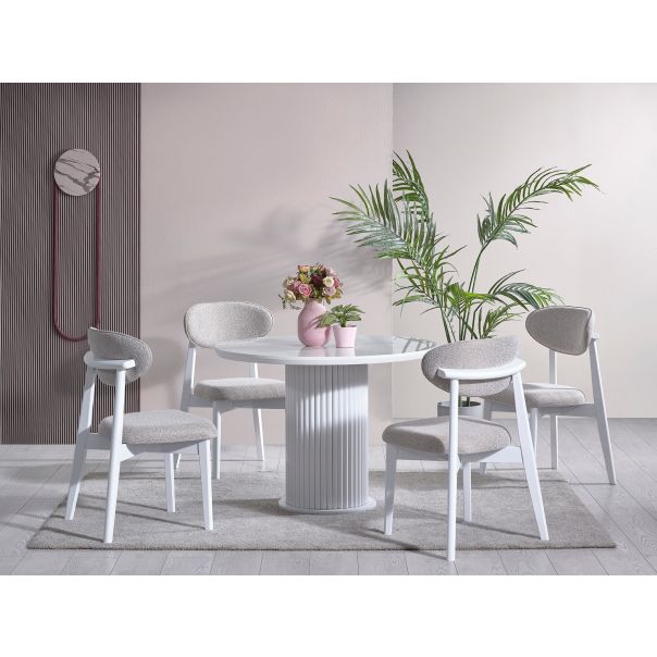 HANAH HOME Okrugli trpezarijski sto Aqua, bela - 117FRF1401
