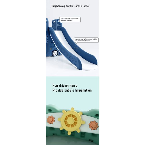 PREMIUM STIL Dečiji beli vozić sa toboganom, košem i ostavom za igračke - 11838