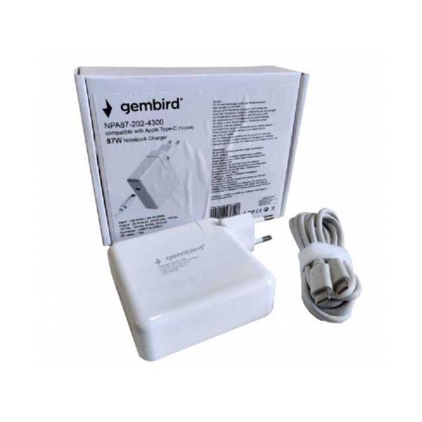 GEMBIRD Apple Type-C/USB-C punjač za MacBook NPA87-202-4300 (TJ-354B  87W-20,2V-4.3A USB Type-C - 118412-1