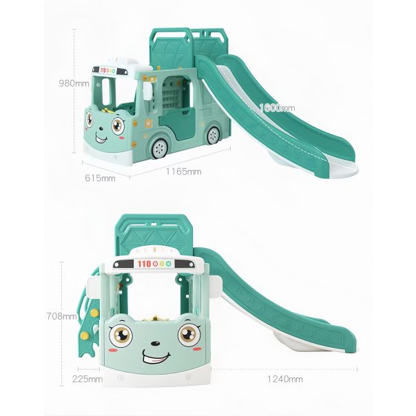 PREMIUM STIL Dečiji roze vozić sa toboganom, košem i ostavom za igračke - 11848-1