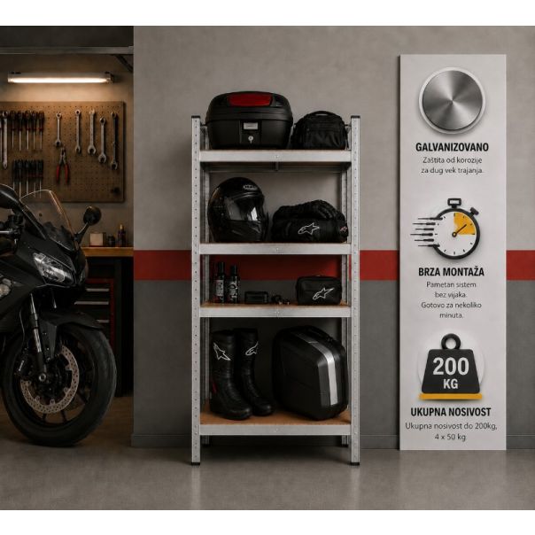 eHomeStorage Garažna metalna polica 150x75x30cm - 1187-STORAGE