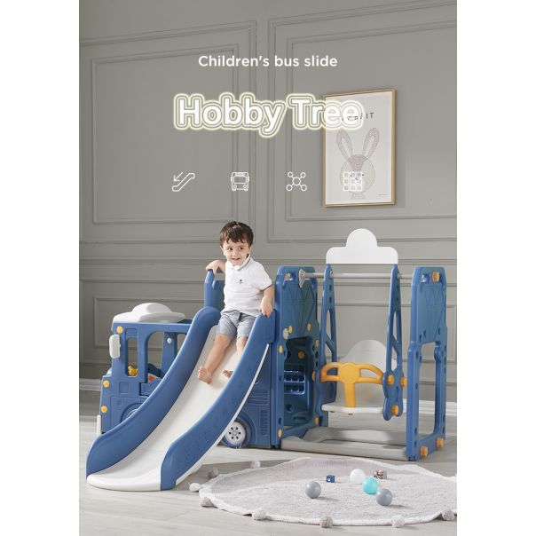 PREMIUM STIL Dečiji plavi vozić sa toboganom, ljuljaškom i ostavom za igračke - 11873-1