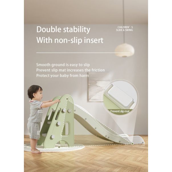 PREMIUM STIL Dečiji tobogan sa košem zeleno beli - 11875-1