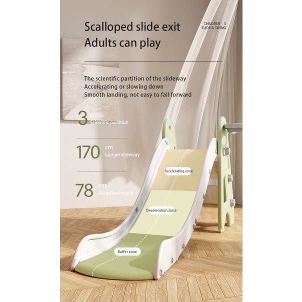 PREMIUM STIL Dečiji tobogan sa košem zeleno beli - 11875-1