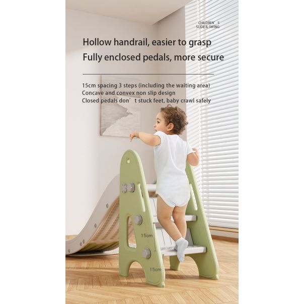 PREMIUM STIL Dečiji tobogan sa košem zeleno beli - 11875-1