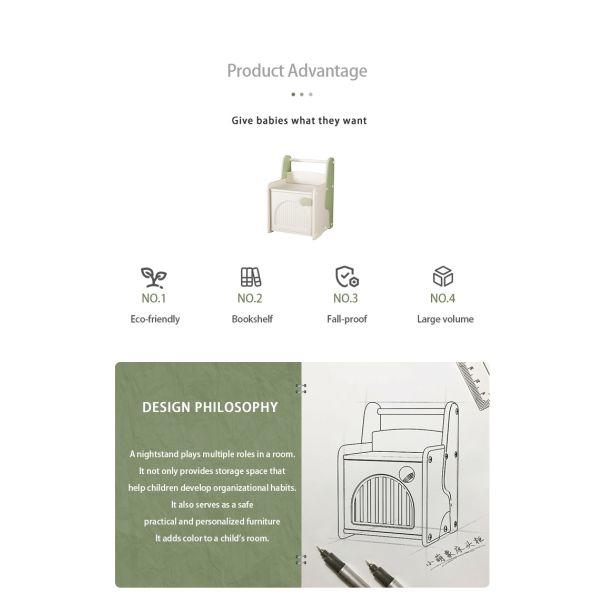 PREMIUM STIL Dečiji ormarić za igračke i sitnice zeleno beli - 11978-1