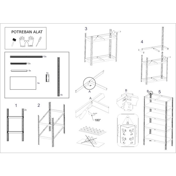 eHomeStorage Garažna metalna polica 211x90x45 cm - 1198-STORAGE
