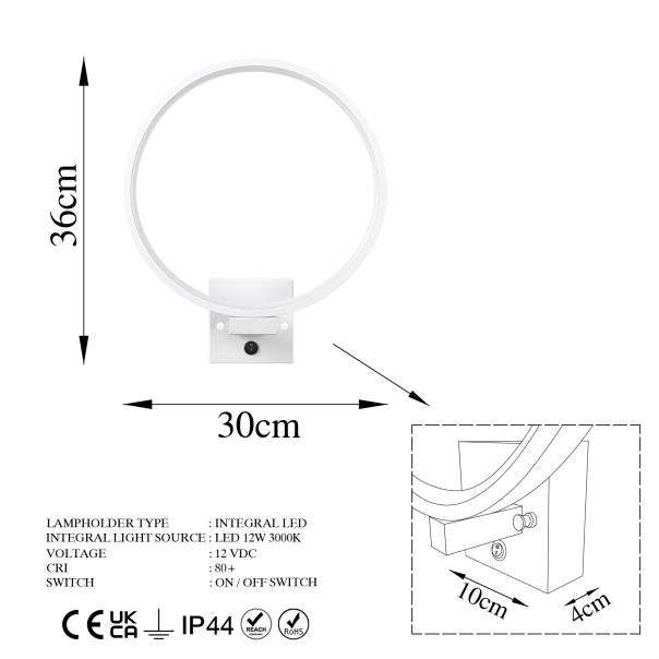 OPVIQ LED zidna lampa Halka 13310, bela - EP3007647