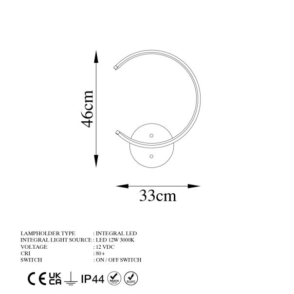 OPVIQ LED zidna lampa Moon 13328, crna - EP3007650