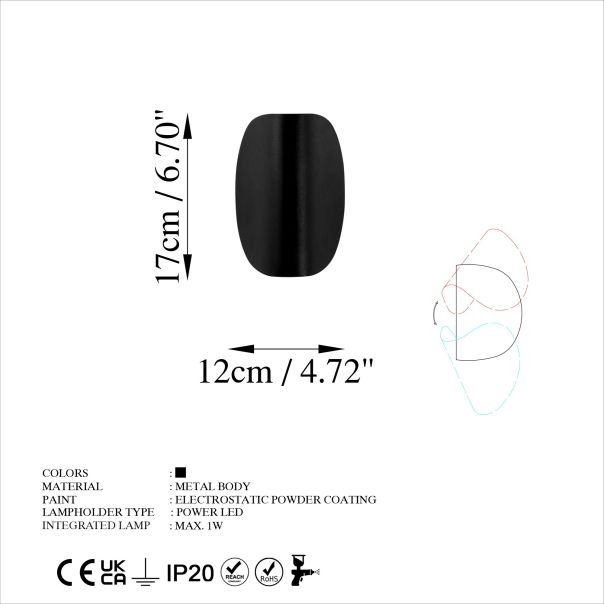 OPVIQ Zidna lampa Heybe 13623, crna/zlatna - EP3007719