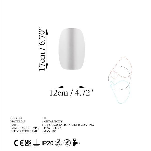 OPVIQ Zidna lampa Heybe 13626, bela - EP3007728